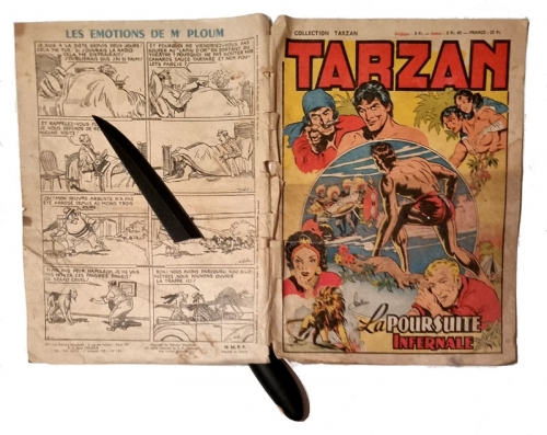 tarzan mensuel année 1951,brocante domérat,bandes dessinées de collection,bar zing,doc jivaro,tarzanides du grenier