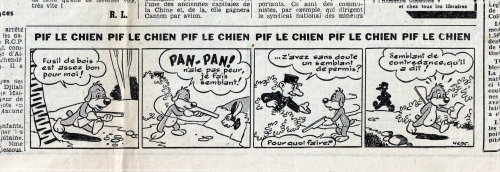 Pif le Chien,Jean Tabary,Vaillant journal le plus captivant,l’humanité,bandes dessinées de collection,Bar Zing de Montluçon,